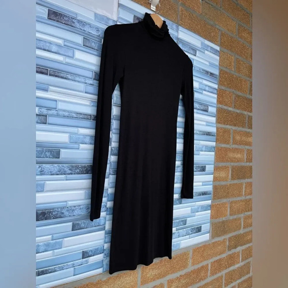 Enza Costa Stretch Silk Rib Long Sleeve Turtleneck Mini Dress small - Picture 5 of 12